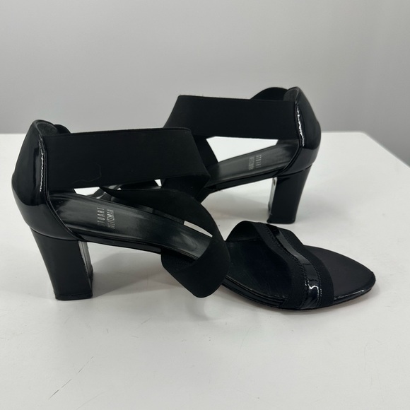 Stuart Weitzman Black Sandals 2" Heel Stretchy Straps Open Toe Womens 9 - Picture 7 of 11